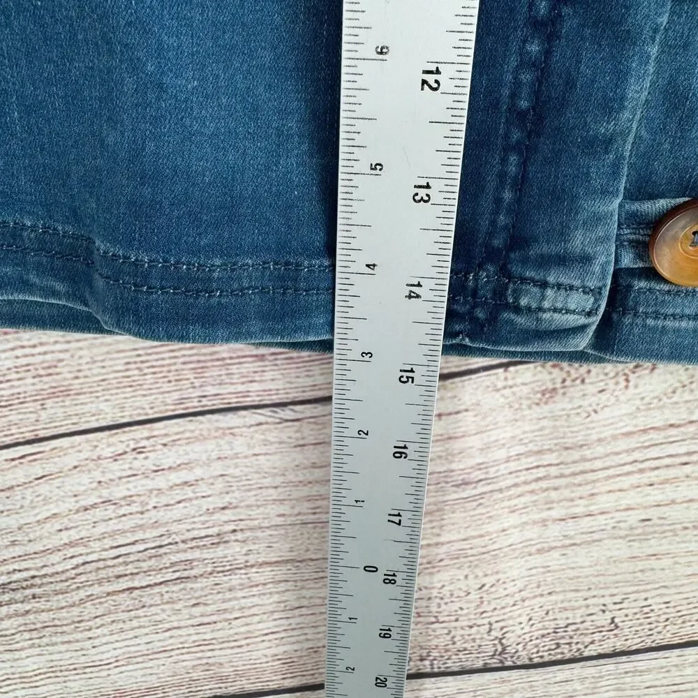 Free People Button Down Denim Mini Skirt‎ Women's Size 6 Blue Medium Wash